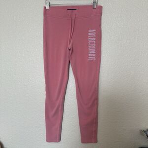 Abercrombie And Fitch Pink Leggings Pants Small Logo Spellout Drawstring